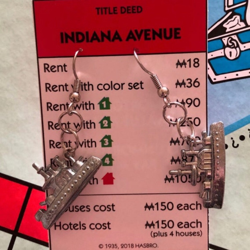Handmade Monopoly Token Earrings Battleship